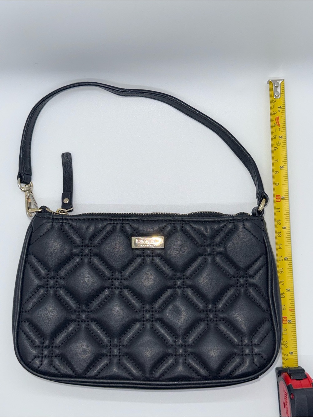 Kate Spade Black Quilted Leather Pouch Wristlet Y2K mini bag - Picture 12 of 16